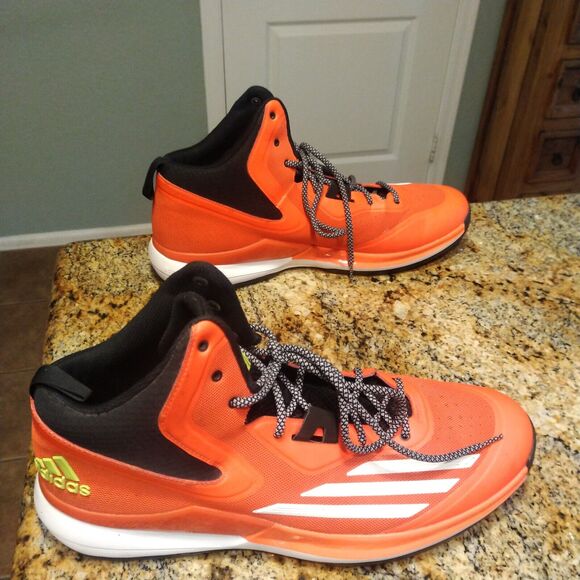 Rare 2014 Adidas Mens Basketball Shoes Sneakers Orange Black Lace Up S84205 14.5